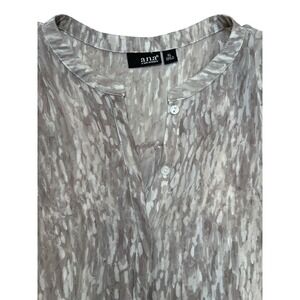 ANA A New Approach Womens XL Gray Abstract Roll Tab Sleeve Split Neck Blouse Top